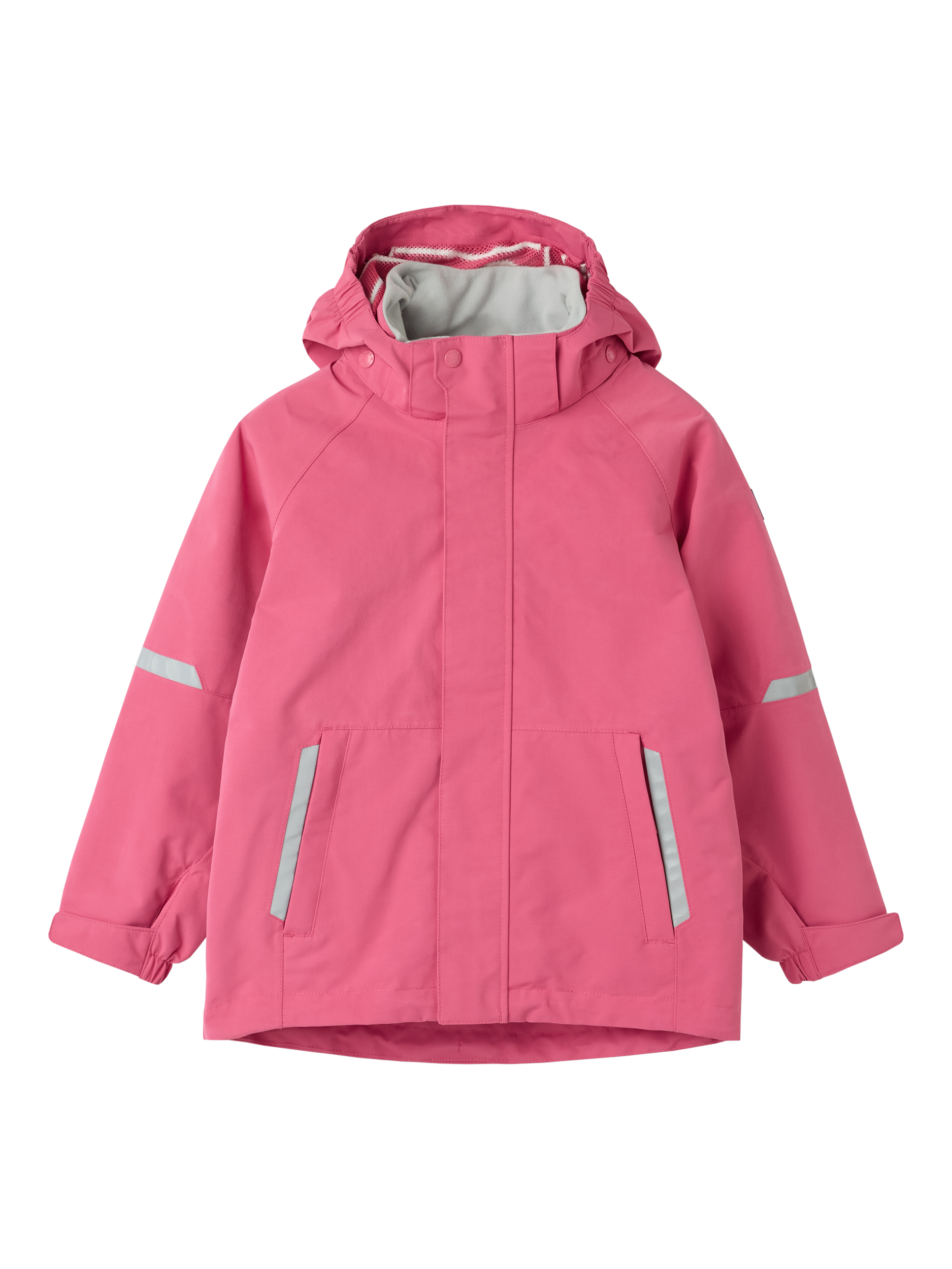 Product image 2 of 6, which shows Polarn O. Pyret Kids' Stormy Waterproof Shell Jacket, Fruit Dove, 9-12 months