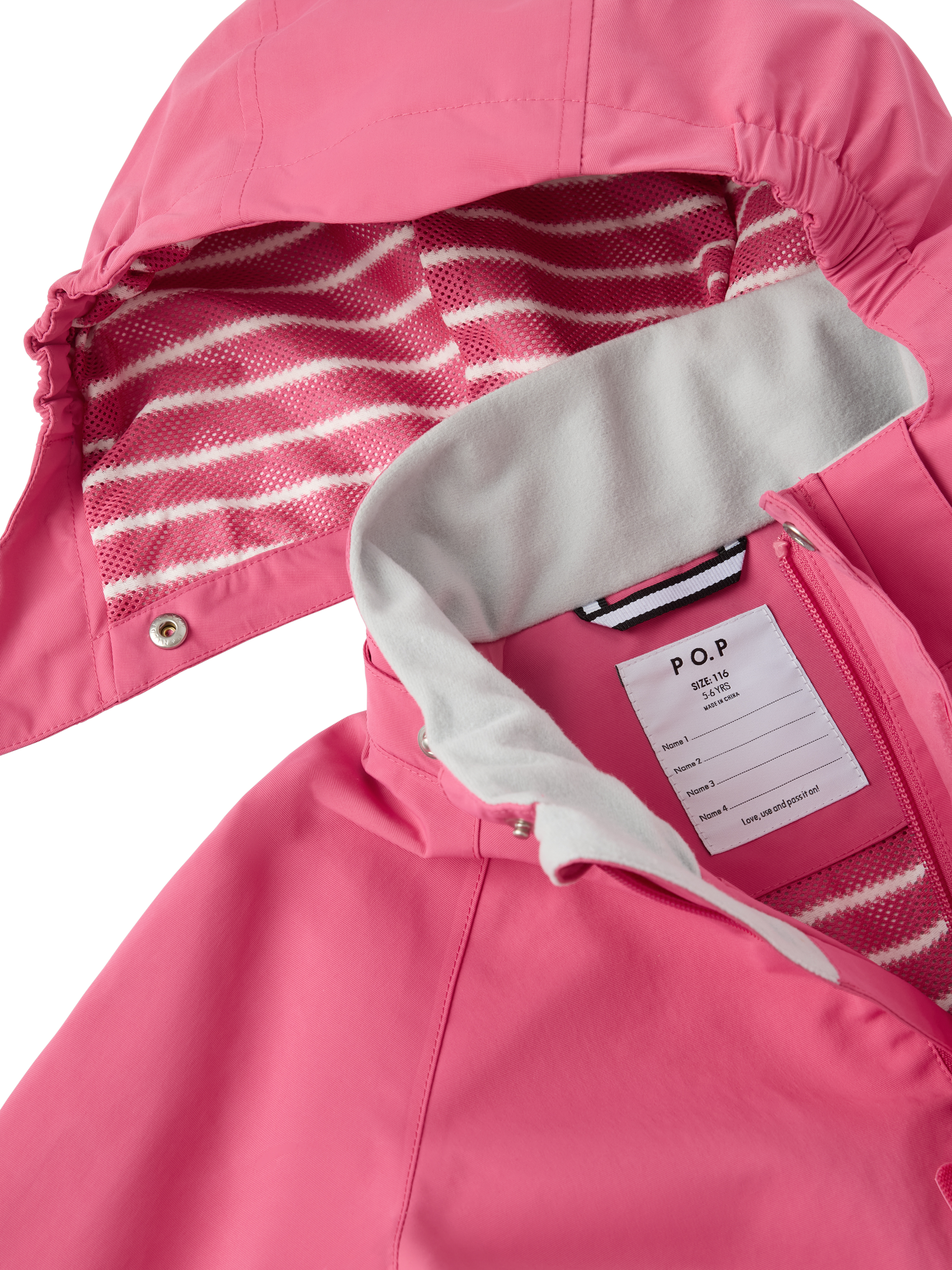 Product image 3 of 6, which shows Polarn O. Pyret Kids' Stormy Waterproof Shell Jacket, Fruit Dove, 9-12 months