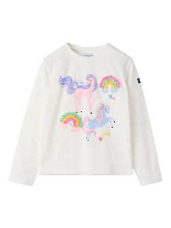 Polarn O. Pyret Kids' Unicorn Long Sleeve Top, White, White