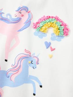 Polarn O. Pyret Kids' Unicorn Long Sleeve Top, White - view 2, White