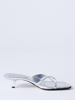 Topshop Solo Kitten Heel Sandals, Silver, Silver