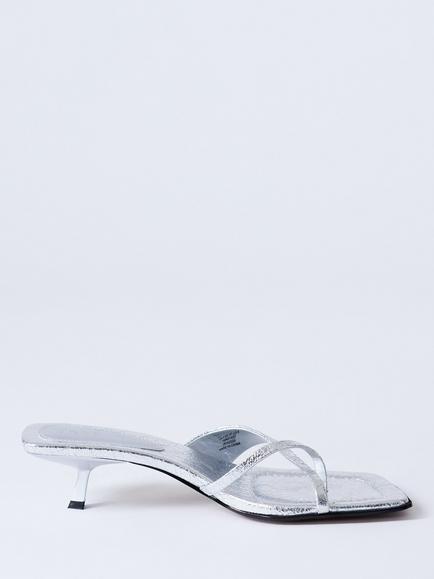 Topshop Solo Kitten Heel Sandals, Silver, Silver