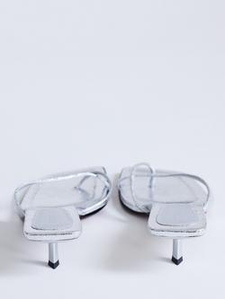 Topshop Solo Kitten Heel Sandals, Silver - view 2, Silver