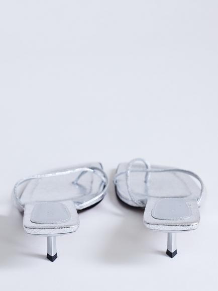 Topshop Solo Kitten Heel Sandals, Silver - view 2, Silver