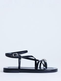 Topshop Sabrina Embellished Strappy Footbed Sandals, Black, Black