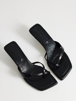 Topshop Solo Kitten Heel Sandals, Black - view 2, Black