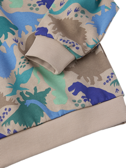 Polarn O. Pyret Kids' Organic Cotton Dino Print Jumper, Natural - view 2, Natural