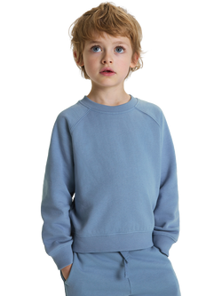 Polarn O. Pyret Kids' Cotton Plain Sweatshirt, Blue, Blue
