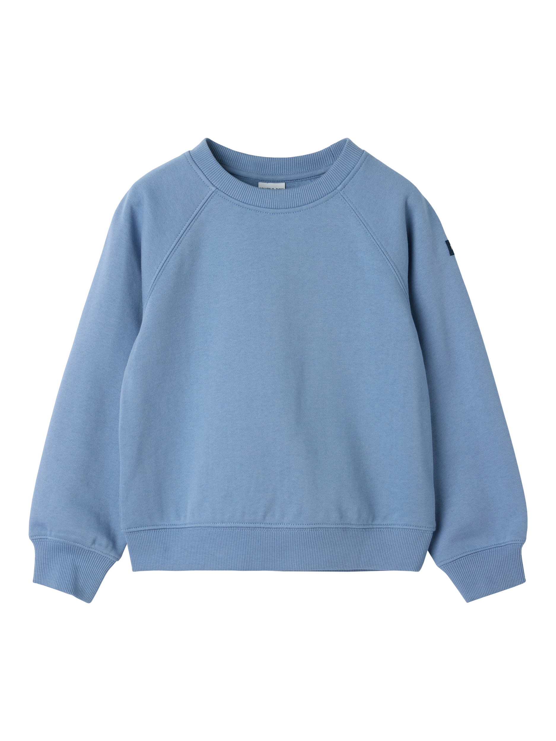 Product image 2 of 6, which shows Polarn O. Pyret Kids' Cotton Plain Sweatshirt, Blue, 12-18 months
