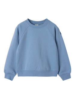 Polarn O. Pyret Kids' Cotton Plain Sweatshirt, Blue - view 2, Blue