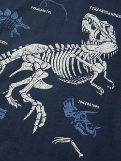 Polarn O. Pyret Kids' Dinosaur Short Sleeve T-Shirt, Blue - view 2, Blue