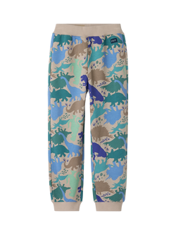Polarn O. Pyret Kids' Organic Cotton Dino Print Joggers, Natural, Natural