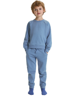 Polarn O. Pyret Kids' Cotton Plain Joggers, Blue, Blue