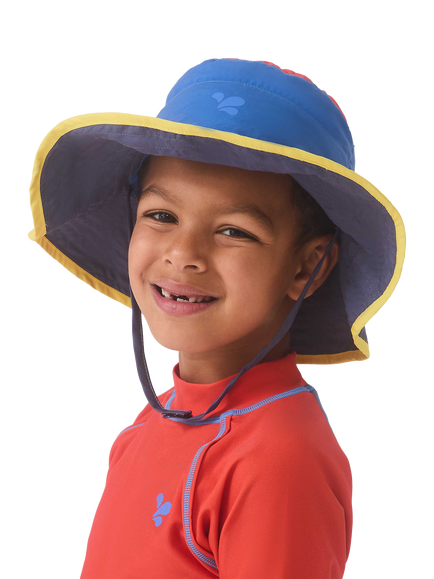 Muddy Puddles Kids' Colour Block Sun Hat, Multi - view 2, Multi
