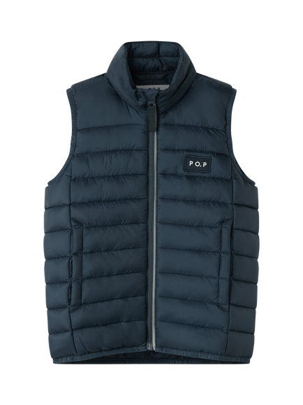 Polarn O. Pyret Kids' Windproof Puffer Gilet, Blue, Blue