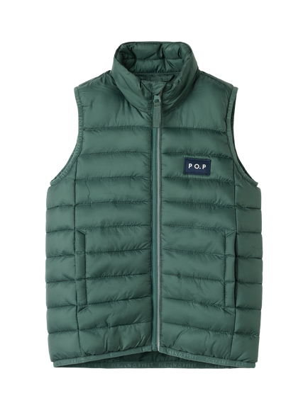 Polarn O. Pyret Kids' Windproof Puffer Gilet, Green, Green