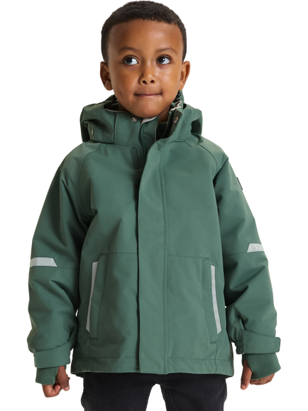 Polarn O. Pyret Kids' Stormy Waterproof Hooded Jacket, Green, Green