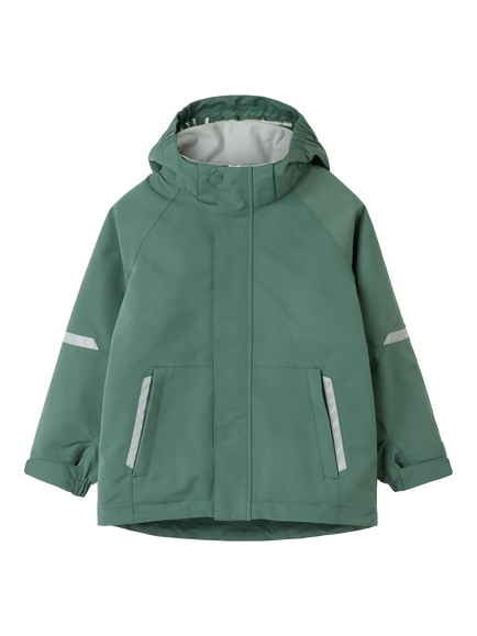 Polarn O. Pyret Kids' Stormy Waterproof Hooded Jacket, Green - view 2, Green
