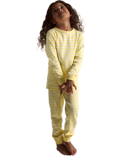 Polarn O. Pyret Kids' Cotton Stripe Long Sleeve Top, Yellow, Yellow