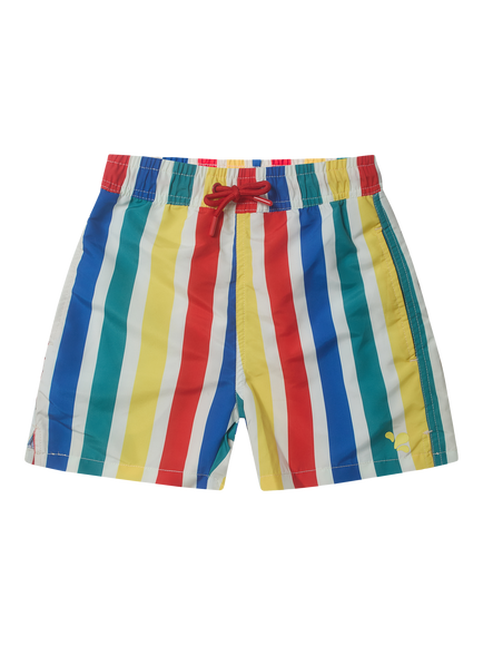 Muddy Puddles Kids' UV Stripe Swim Shorts, Multi Stripe, Multi Stripe