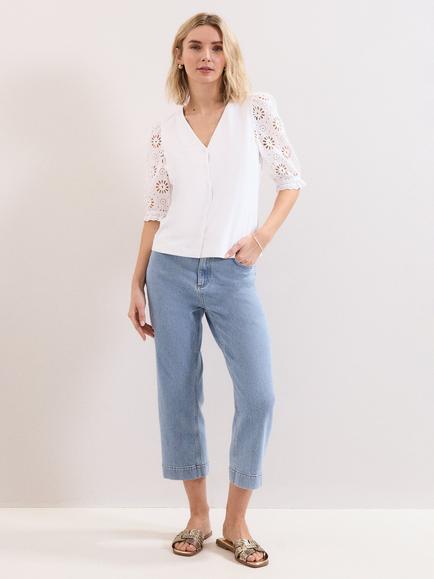 Phase Eight Eleanor Woven Sleeve Top, White, White