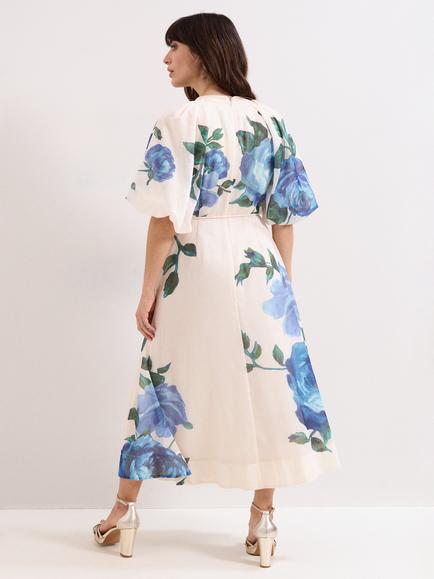 Phase Eight Petite Adeline Floral Midi Dress, Cream/Multi - view 2, Cream/Multi