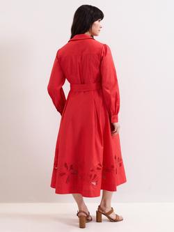 Phase Eight Kim Floral Cutwork Shirt Midi Dress, Red - view 2, Red