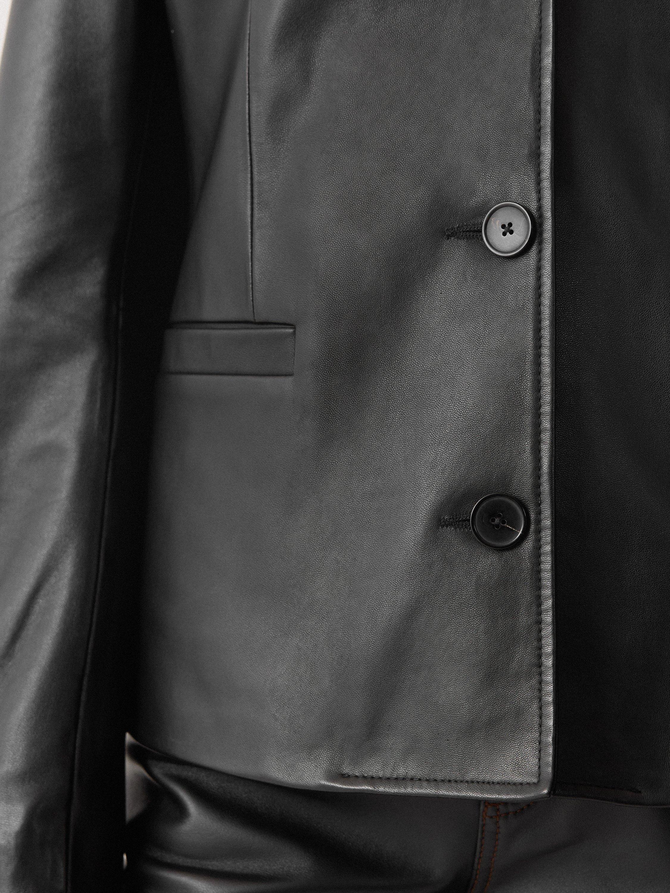 Product image 3 of 6, which shows Jigsaw Ellis Pure Nappa Leather Blazer, Black, 6