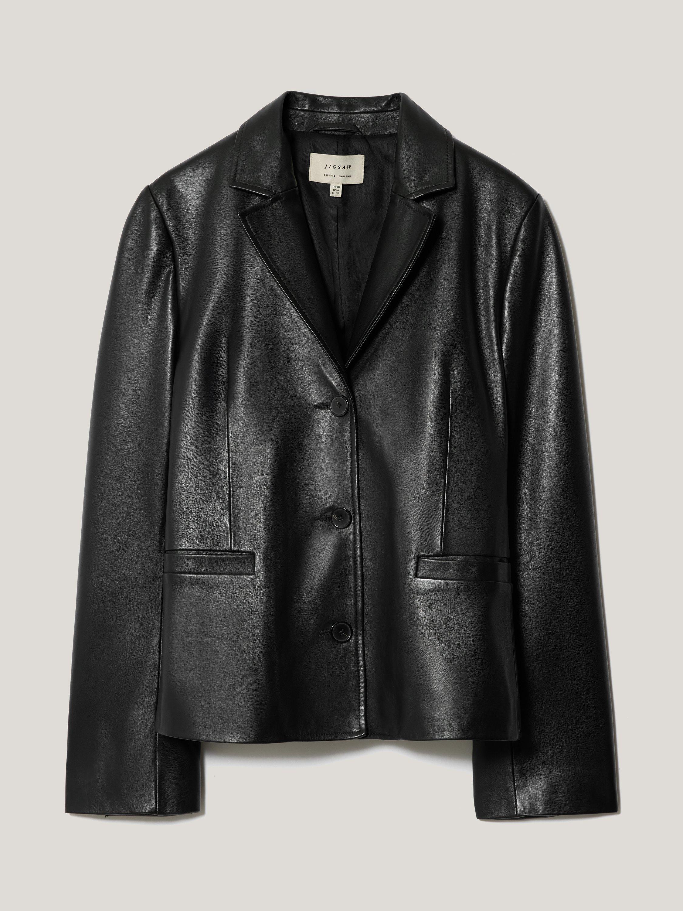 Product image 5 of 6, which shows Jigsaw Ellis Pure Nappa Leather Blazer, Black, 6