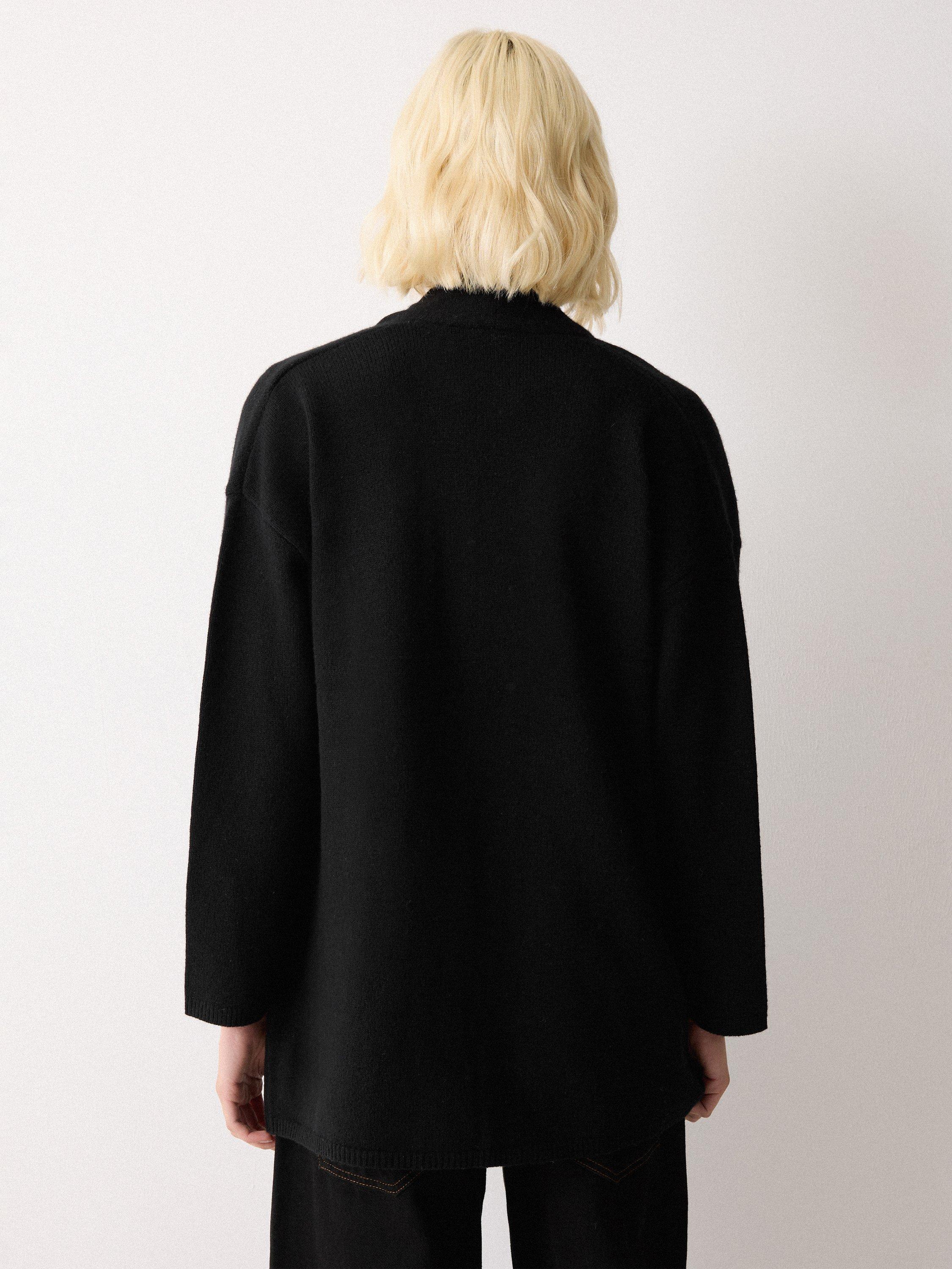 Product image 2 of 6, which shows Jigsaw Relaxed Wool Rich Cardigan, Black, XS