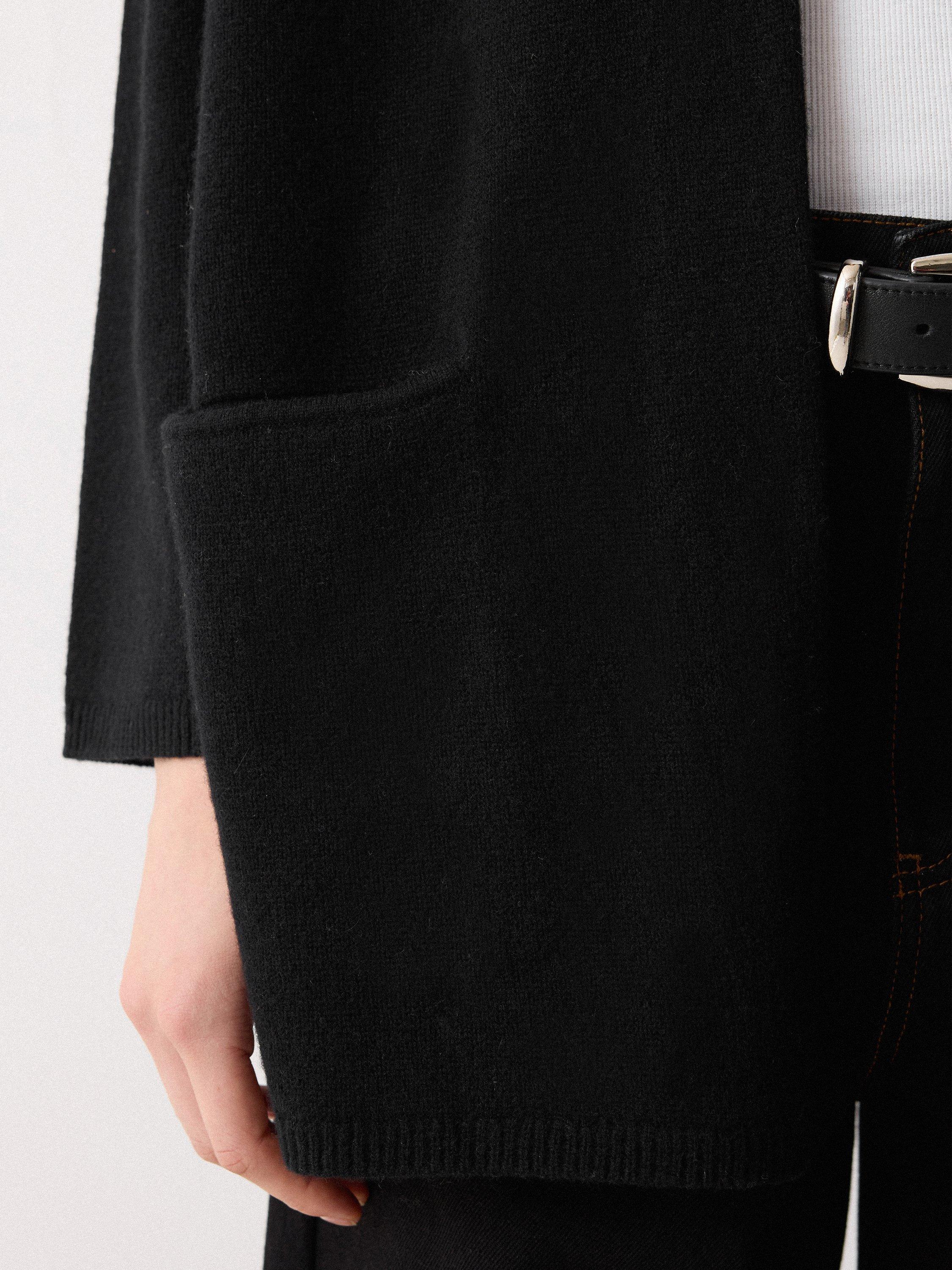 Product image 3 of 6, which shows Jigsaw Relaxed Wool Rich Cardigan, Black, XS