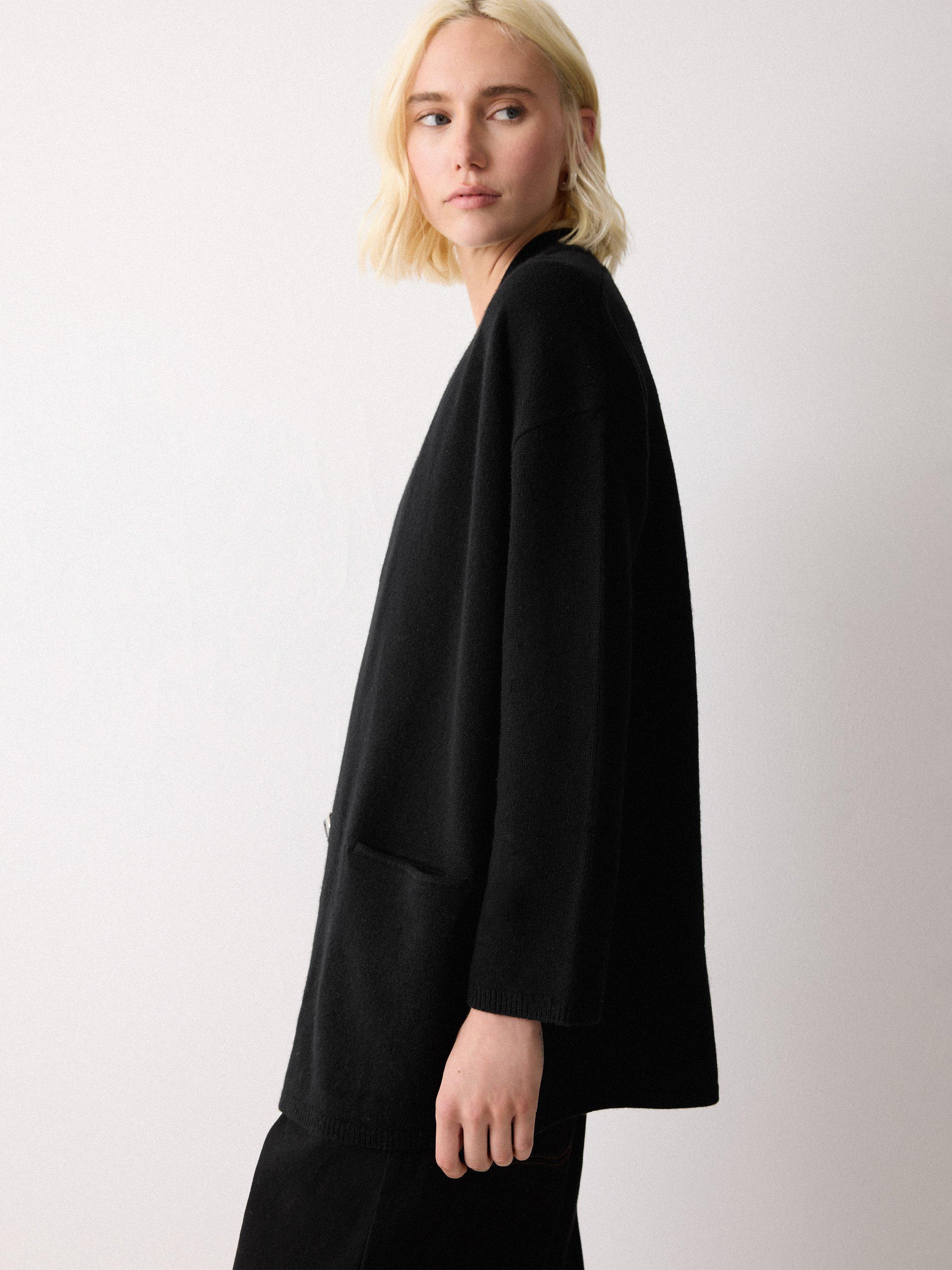Product image 4 of 6, which shows Jigsaw Relaxed Wool Rich Cardigan, Black, XS