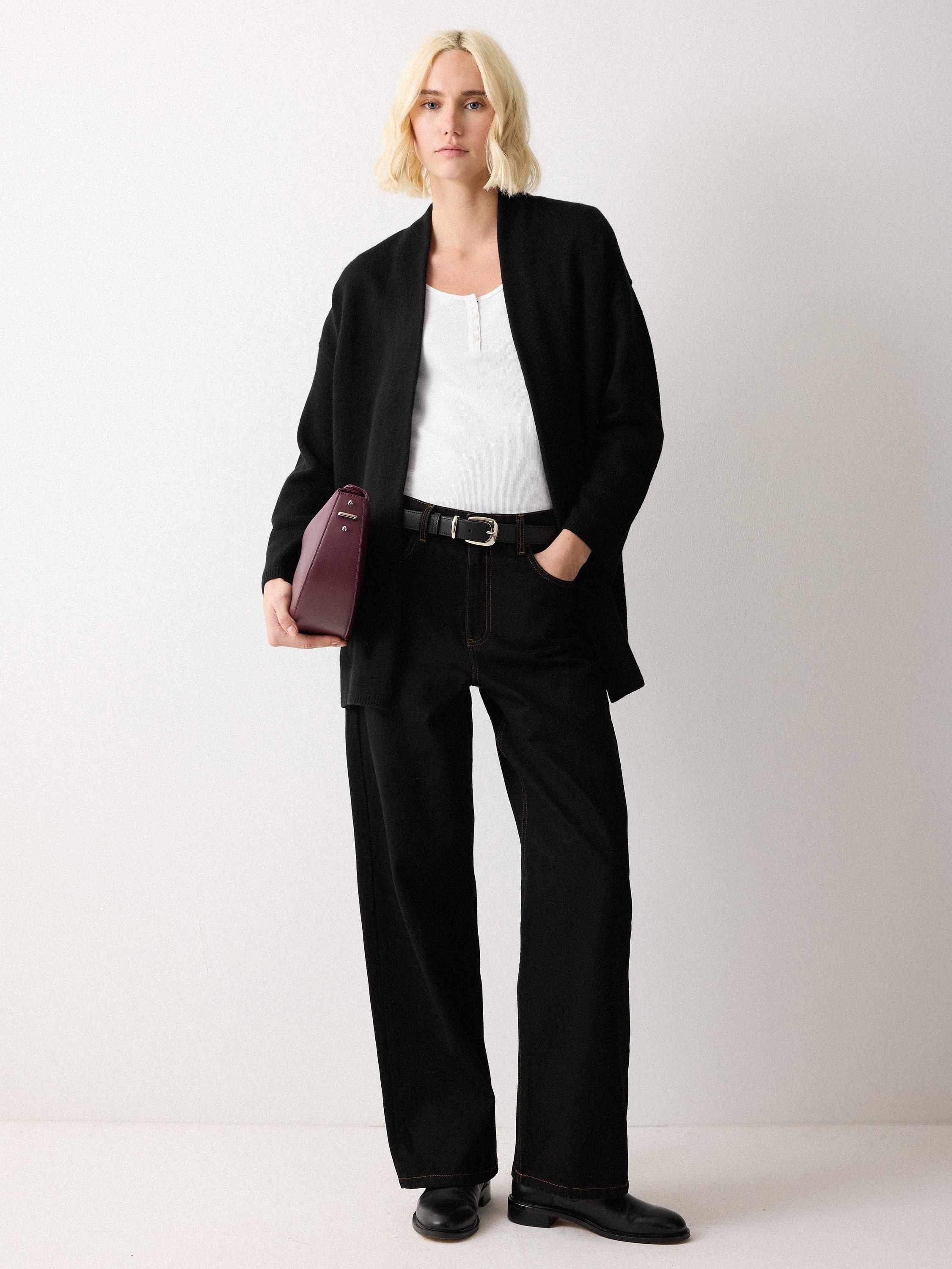 Product image 6 of 6, which shows Jigsaw Relaxed Wool Rich Cardigan, Black, XS