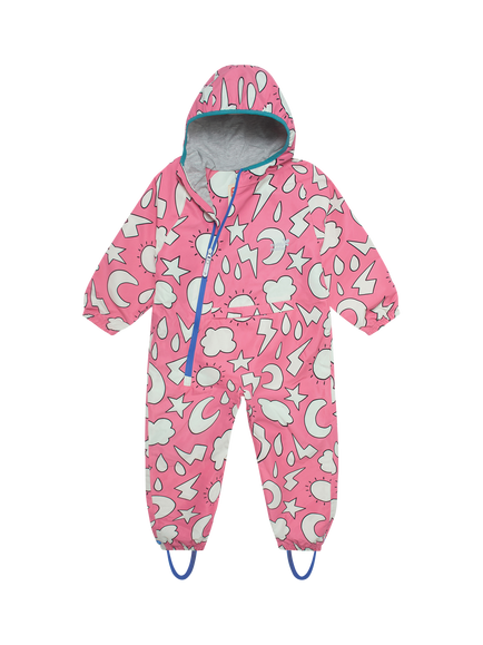Muddy Puddles Kids' EcoLight Weather Motif Waterproof All-in-One, Pink Weather, Pink Weather