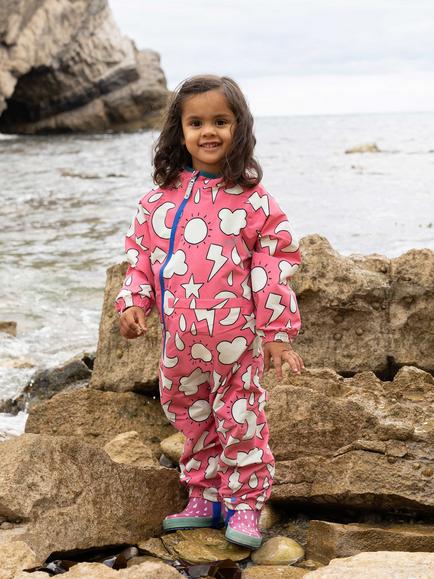 Muddy Puddles Kids' EcoLight Weather Motif Waterproof All-in-One, Pink Weather - view 2, Pink Weather