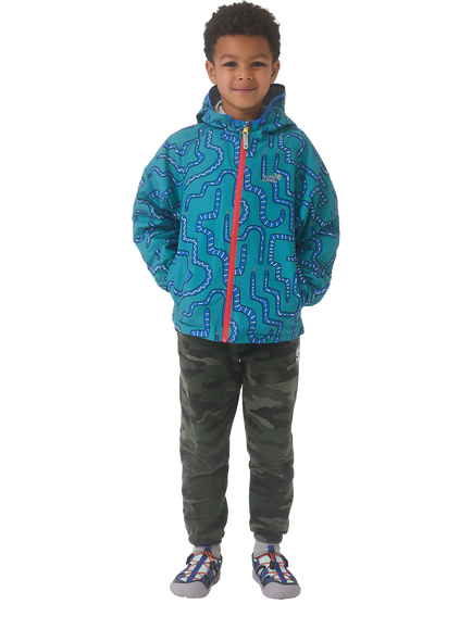 Muddy Puddles Kids' EcoLight Snake Waterproof Jacket, Green Snake - view 2, Green Snake