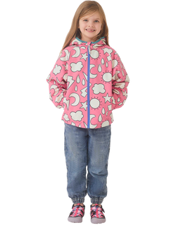 Muddy Puddles Kids' EcoLight Weather Motif Waterproof Jacket, Pink Weather - view 2, Pink Weather