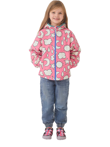 Muddy Puddles Kids' EcoLight Weather Motif Waterproof Jacket, Pink Weather - view 2, Pink Weather