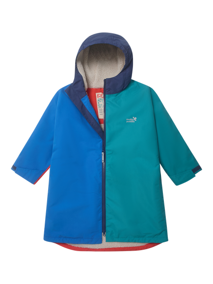 Muddy Puddles Kids' Colour Block Waterproof Hooded Robe, Multi, Multi