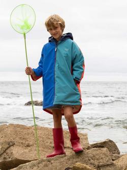 Muddy Puddles Kids' Colour Block Waterproof Hooded Robe, Multi - view 2, Multi