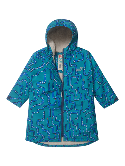 Muddy Puddles Kids' Snake Waterproof Hooded Robe, Green Snake, Green Snake