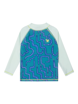 Muddy Puddles Kids' Colour Block/Snake UV Rash Vest, Green, Green