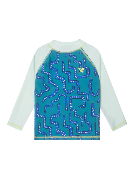 Muddy Puddles Kids' Colour Block/Snake UV Rash Vest, Green, Green