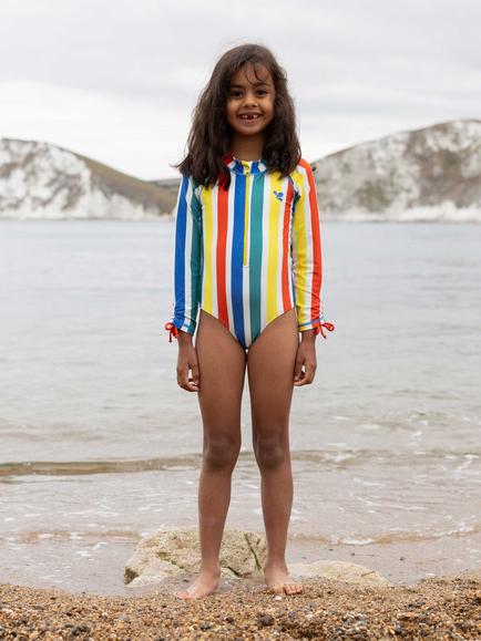 Muddy Puddles Kids' UV Stripe Long Sleeve Swimsuit, Multi Stripe - view 2, Multi Stripe
