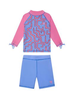 Muddy Puddles Kids' Colour Block/Snake UV Surf Set, Pink/Blue, Pink/Blue