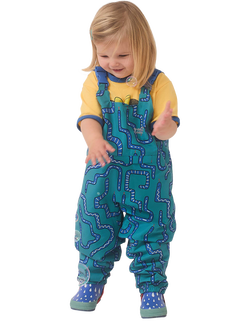 Muddy Puddles Kids' Waterproof Dungarees, Green - view 2, Green