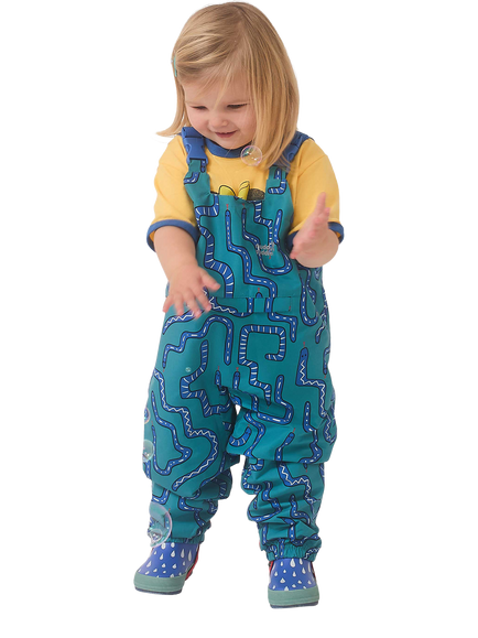 Muddy Puddles Kids' Waterproof Dungarees, Green - view 2, Green