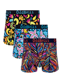 OddBalls Stretch Cotton Patterned Boxers, Pack of 3, Multi, Multi