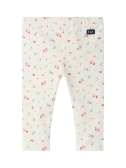 Polarn O. Pyret Baby Organic Cotton Floral Leggings, Natural, Natural