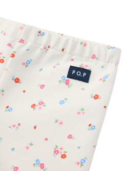 Polarn O. Pyret Baby Organic Cotton Floral Leggings, Natural - view 2, Natural